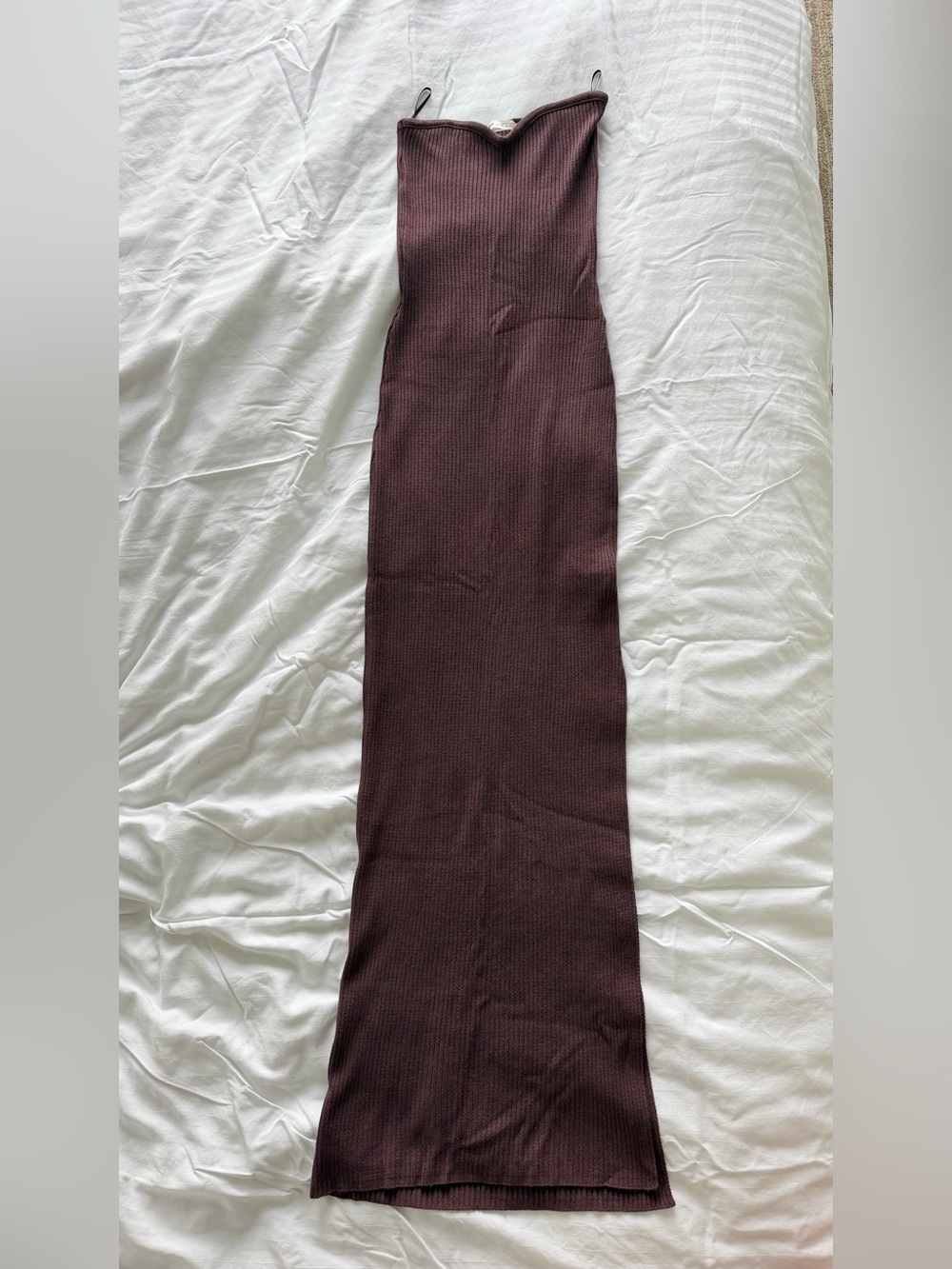 Pull&Bear Chocolate Brown Ribbed Knitted Maxi Dress - XS